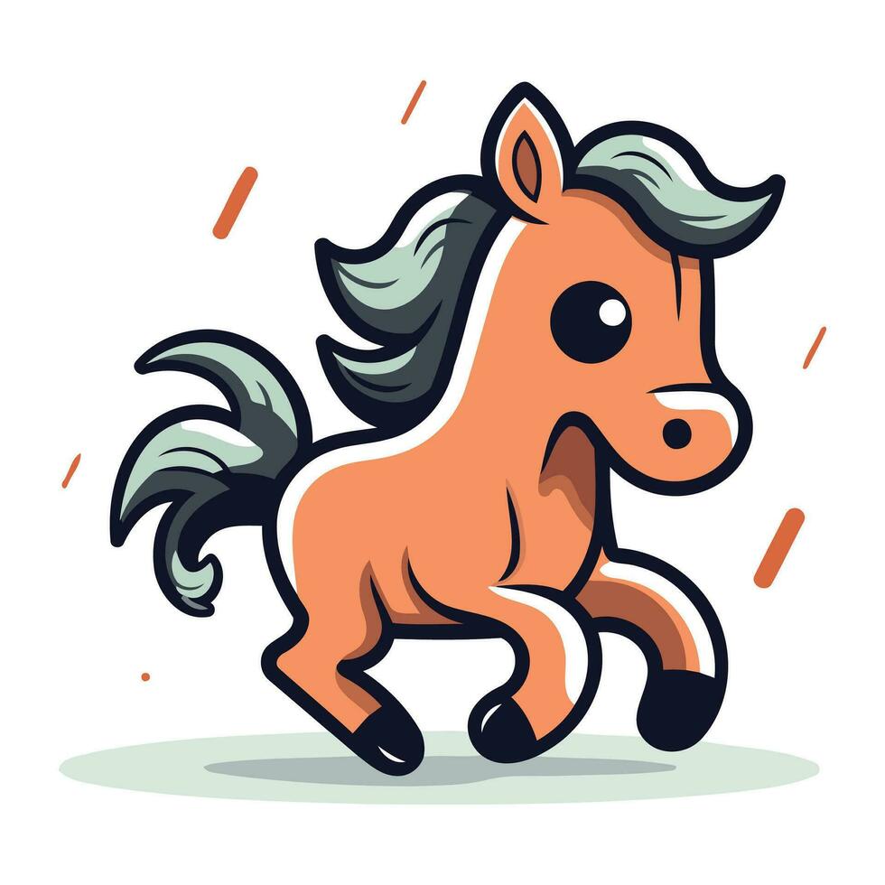 dibujos animados caballo corriendo vector ilustración. aislado en blanco antecedentes.