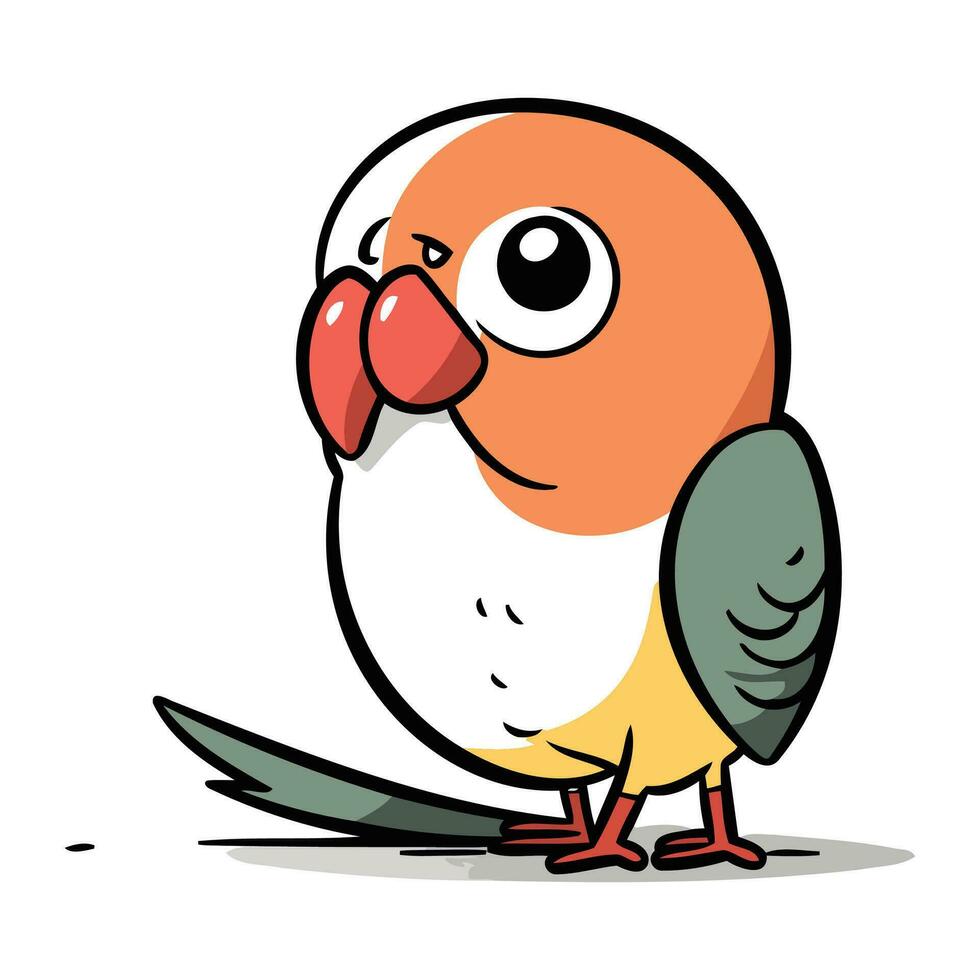 Cartoon parrot. Vector illustration of a cute parrot.