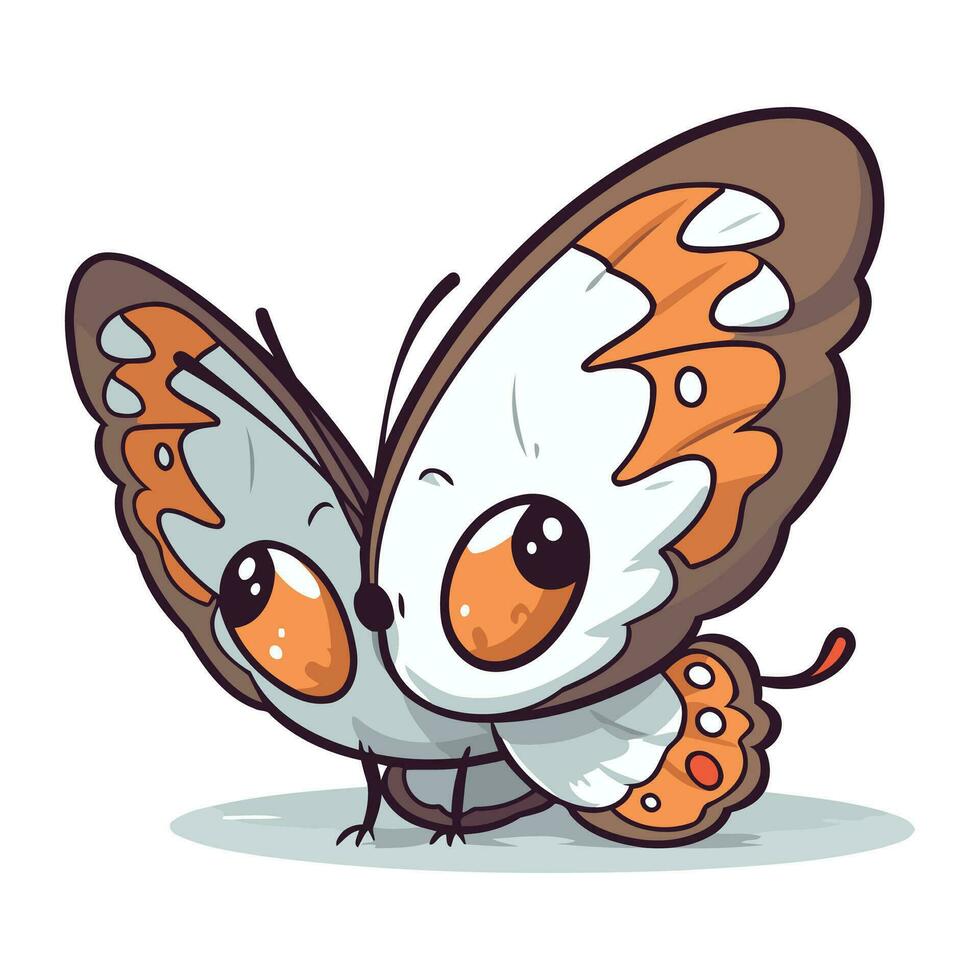 Cute butterfly isolated on a white background. Vector cartoon illustration.