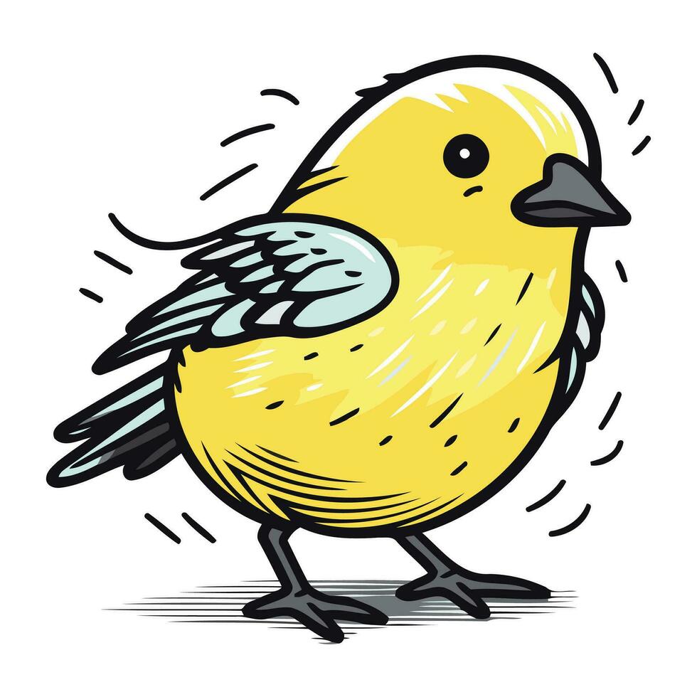 Vector illustration of a cute little bird isolated on white background. Cartoon style.