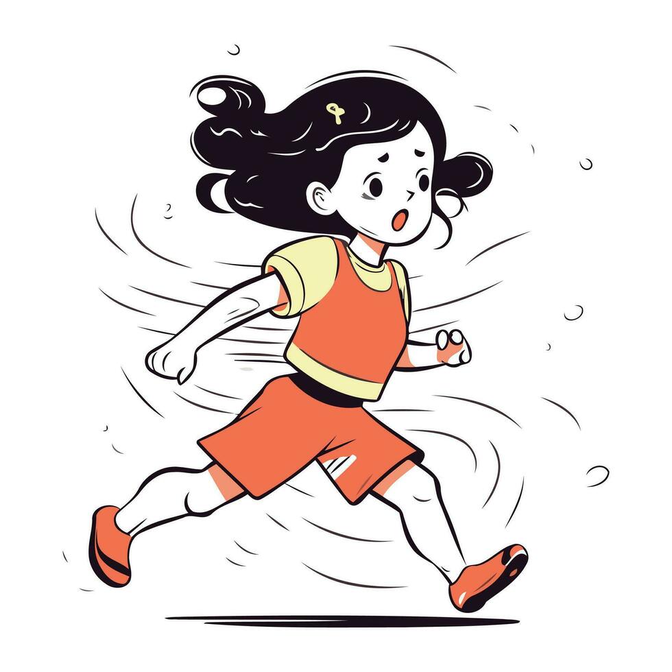 Running girl. Vector illustration of a girl running in a hurry.