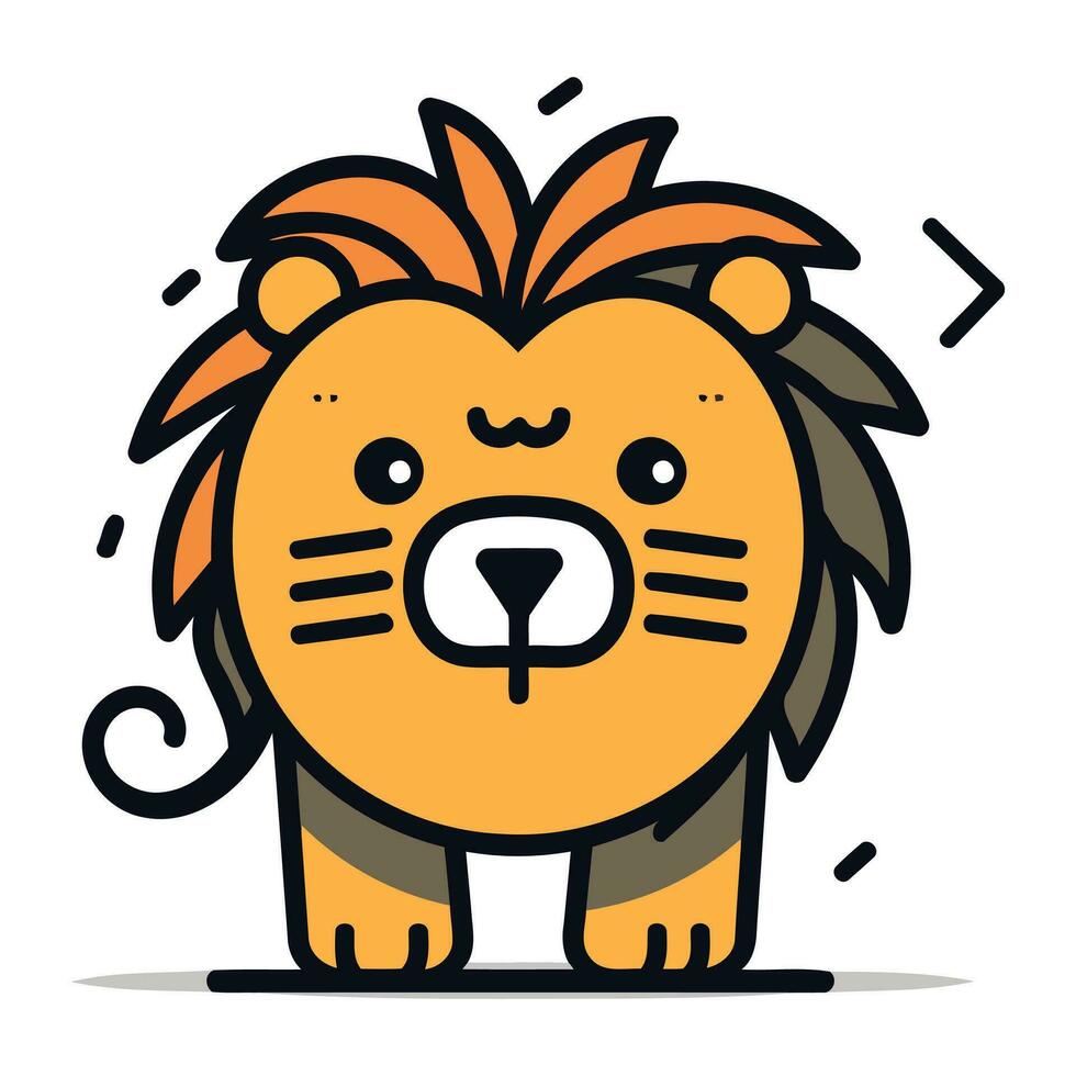 Lion cute cartoon character. Vector illustration in modern flat design.