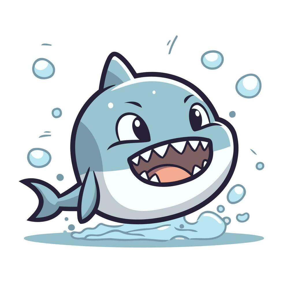 Shark cartoon character. Cute vector illustration of a shark.