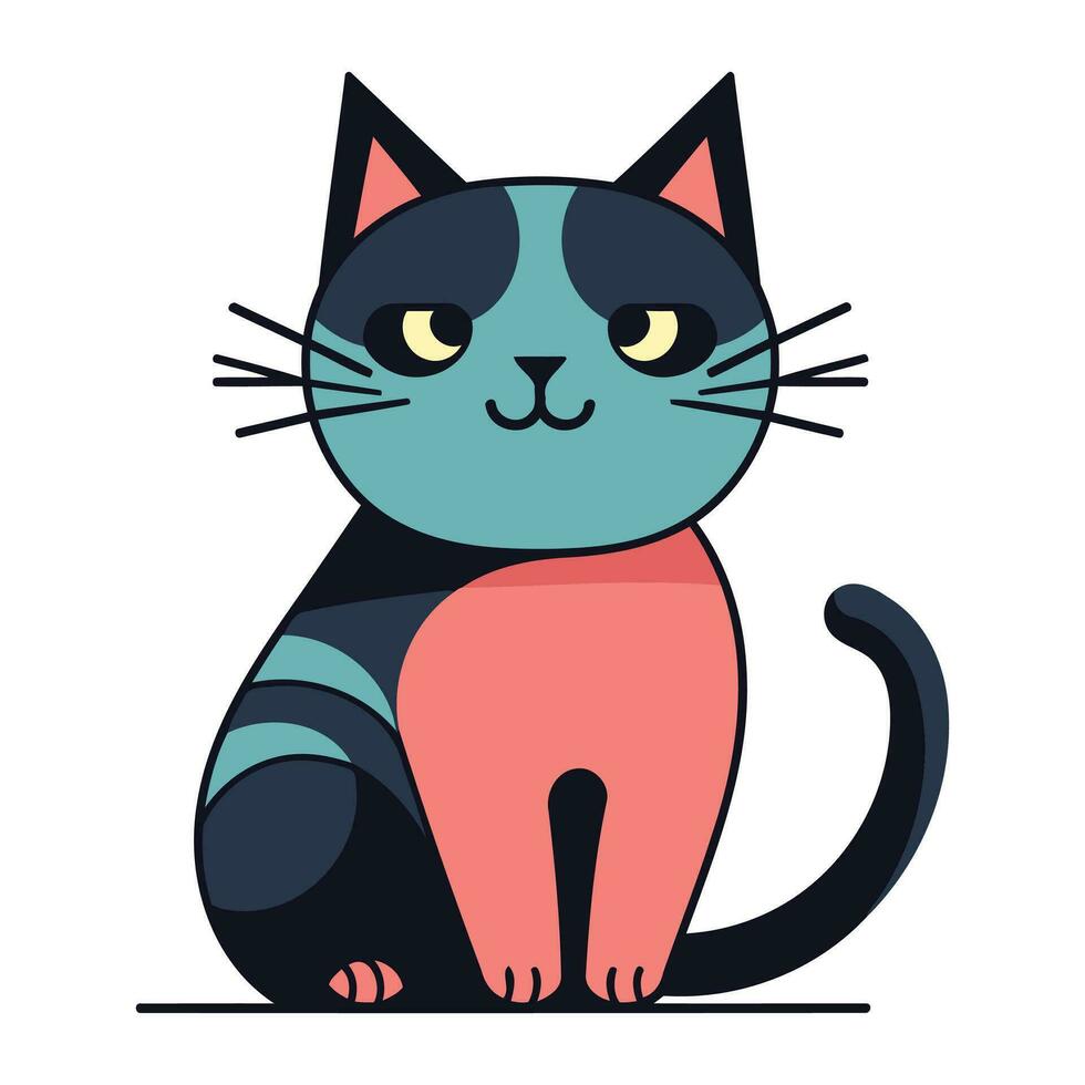 Cute cartoon cat. Colorful vector illustration in flat style.