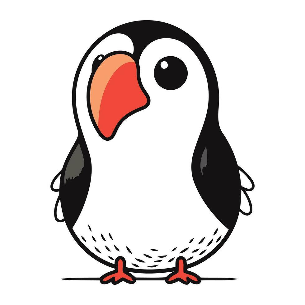 Cute cartoon penguin isolated on white background. Vector illustration.