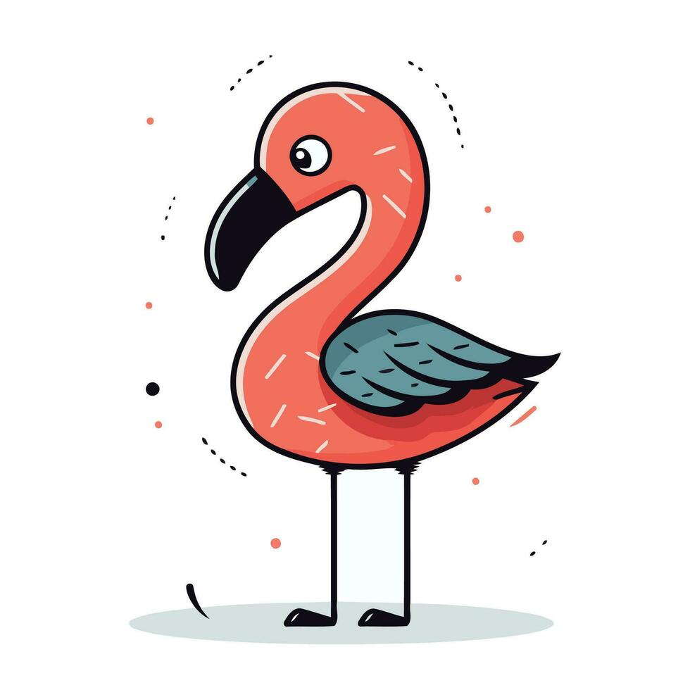 Flamingo. Vector illustration in flat style. Isolated on white background.