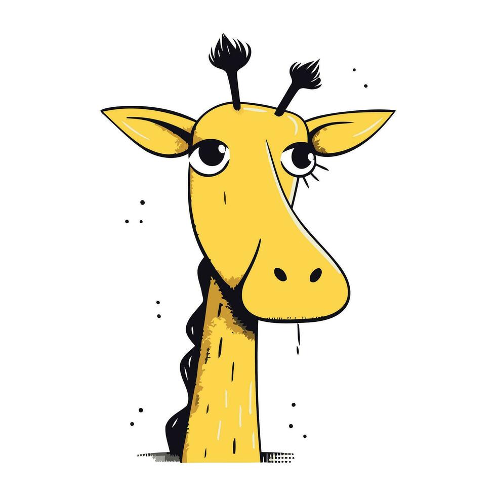 Giraffe. Cute cartoon animal. Hand drawn vector illustration.