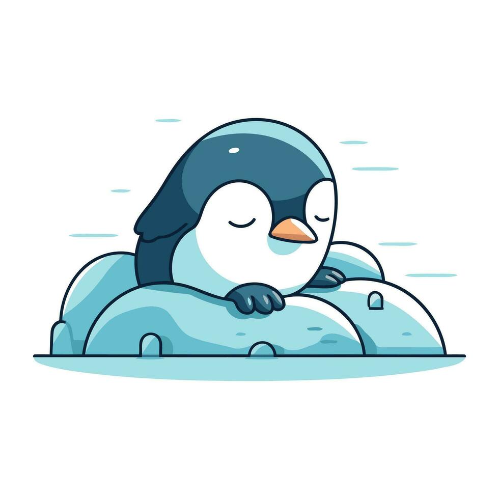 linda pingüino en el hielo. vector ilustración en dibujos animados estilo.
