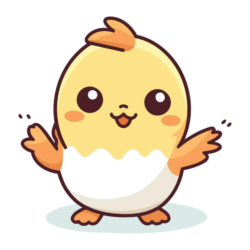 Easter egg character design. Cute cartoon chicken vector illustration.