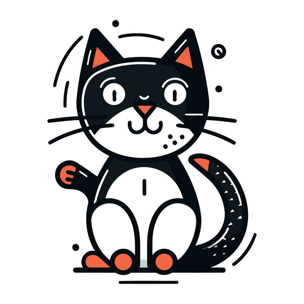 linda dibujos animados gato personaje. vector ilustración en línea Arte estilo.