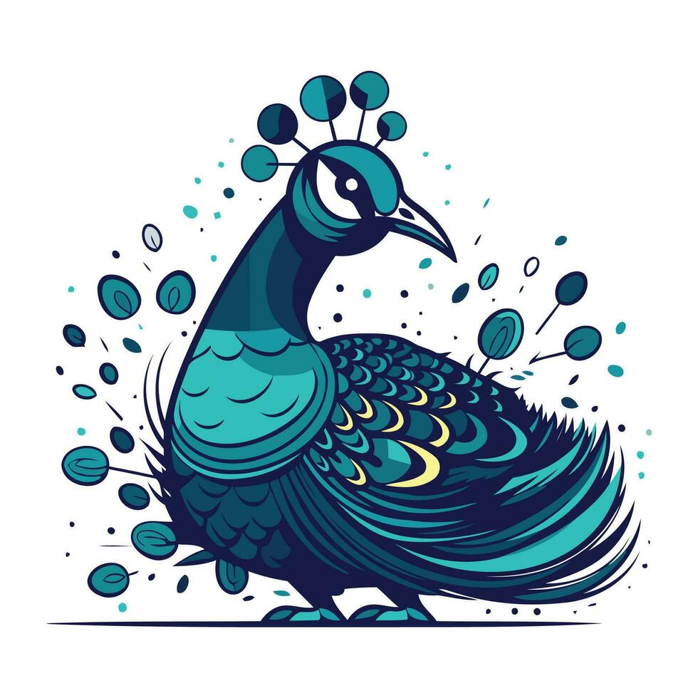 pavo real. aislado vector ilustración en un blanco antecedentes.