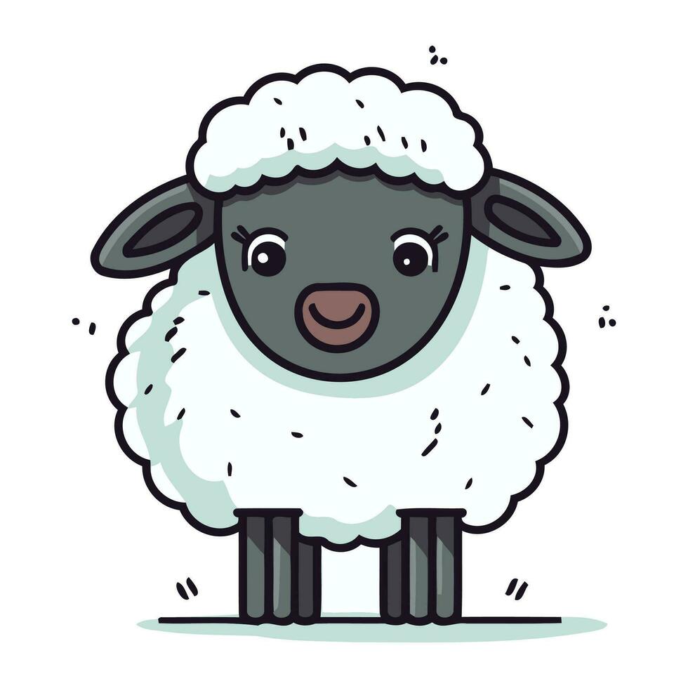 Cute cartoon sheep. Vector illustration in cartoon style. Animal character.