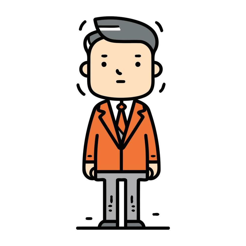 personaje empresario en traje con manos en bolsillos sencillo plano vector ilustración.