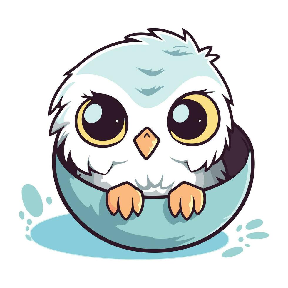 Illustration of a Cute Owl in a Egg. Vector illustration