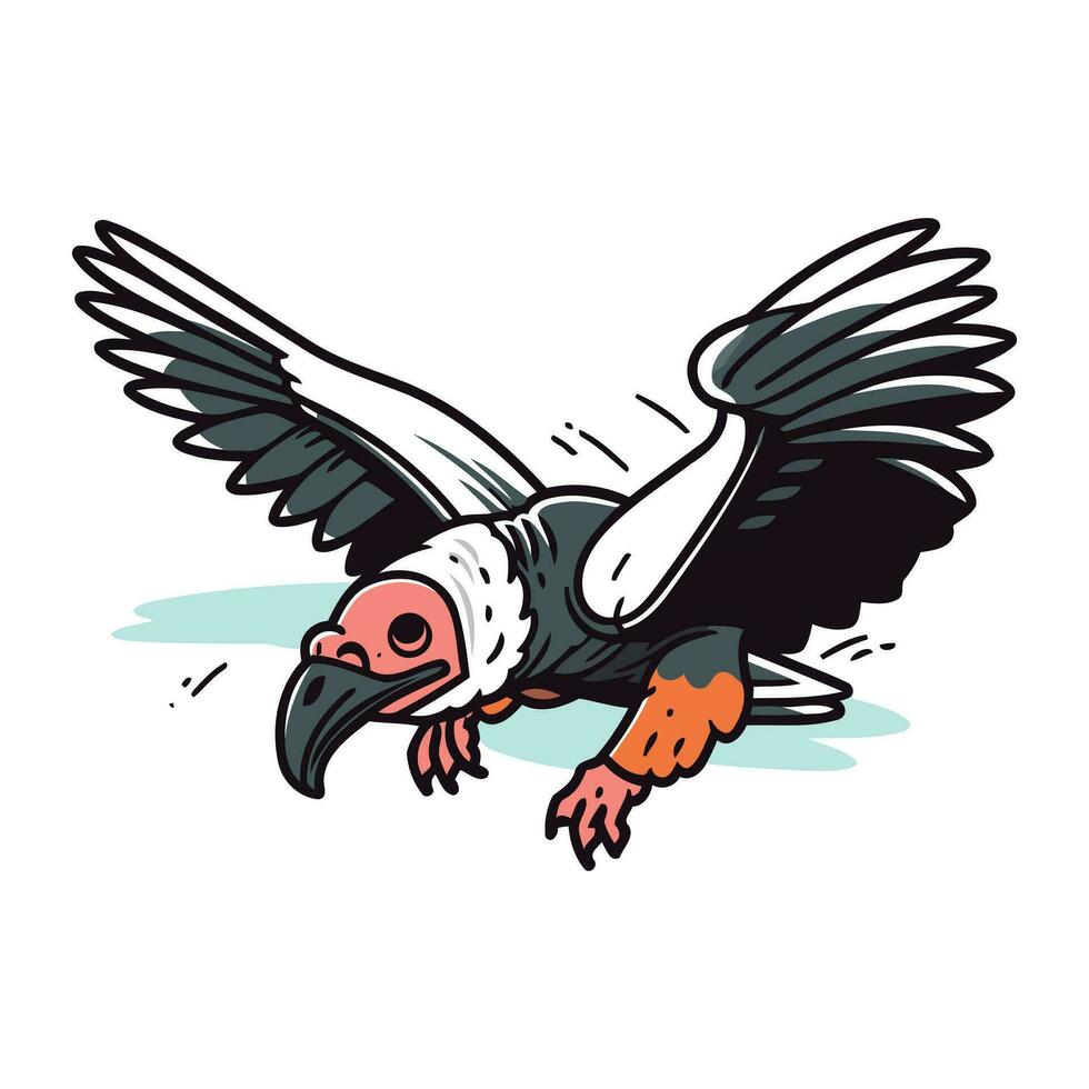 Griffon vulture flying in the air. Vector illustration.