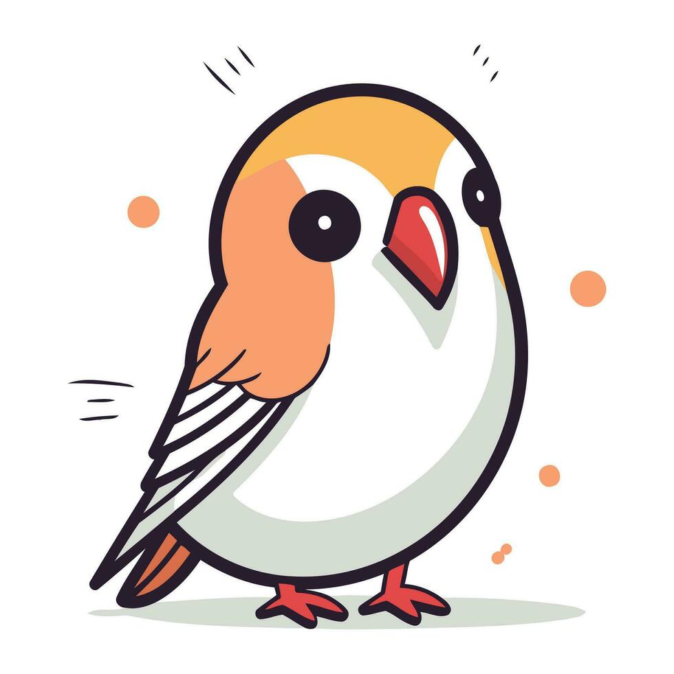 Vector illustration of a cute little bird. Isolated on white background.