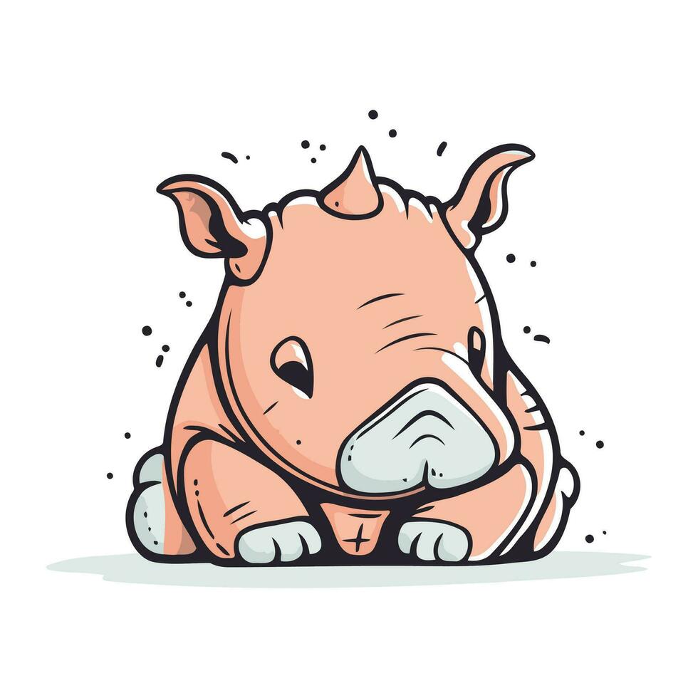 linda dibujos animados hipopótamo. vector ilustración en un blanco antecedentes.