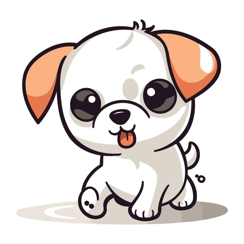 Cute cartoon dog with tongue sticking out. Vector clip art.