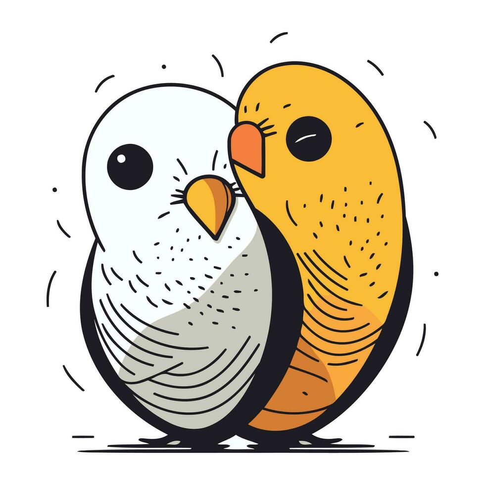 Owls couple in love. Vector illustration. Flat design.