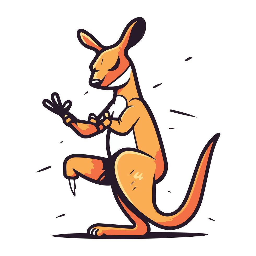 Kangaroo jumping. Cartoon kangaroo. Vector illustration. 32927444
