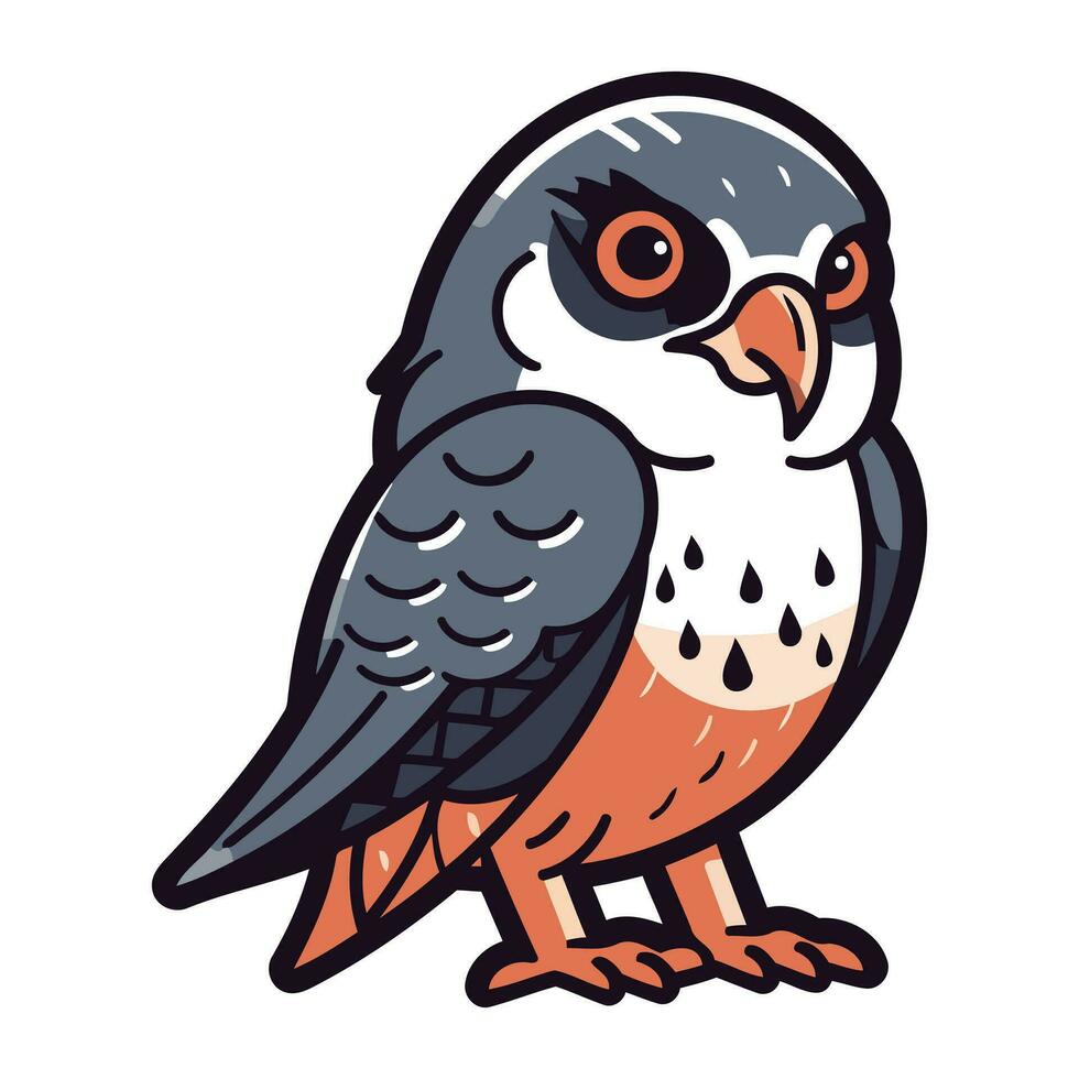 Cute kawaii owl. Vector illustration of a bird.