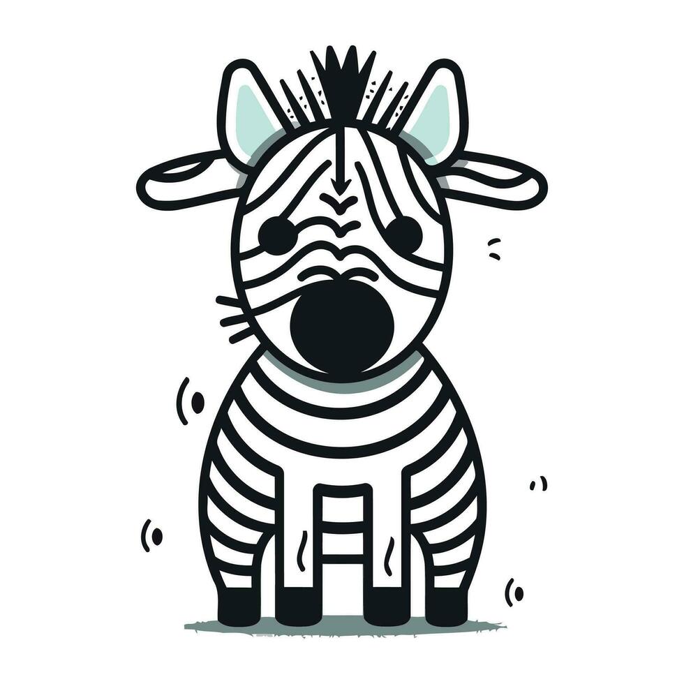 Zebra icon. Cute zebra isolated on white background. Vector illustration.