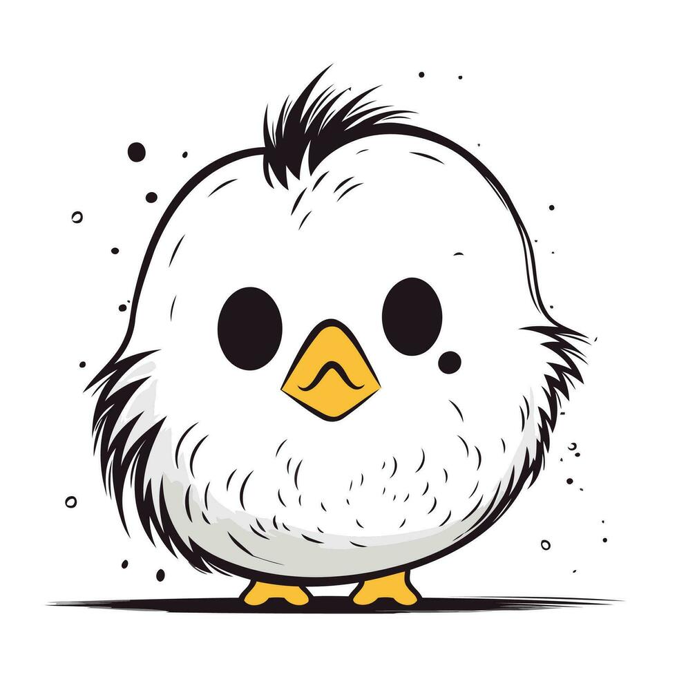 Cute cartoon chick isolated on a white background. Vector illustration.