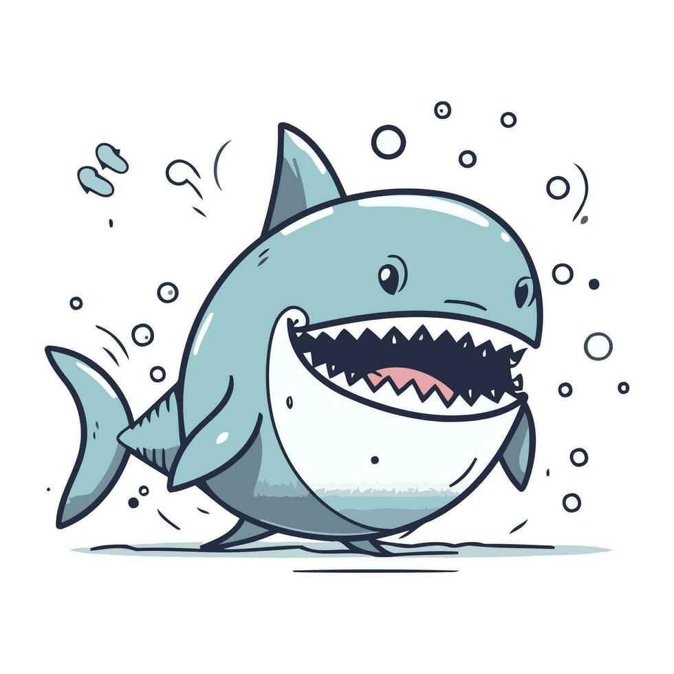 Cartoon shark. Vector illustration of a funny cartoon shark. Vector illustration.