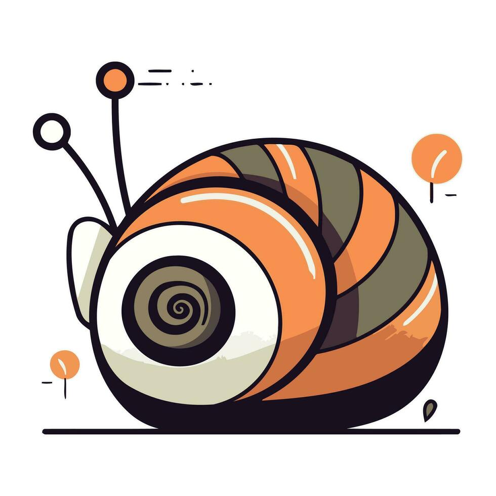 Vector illustration of snail on white background. Line art design for web. site. advertising. banner. poster. board and print.