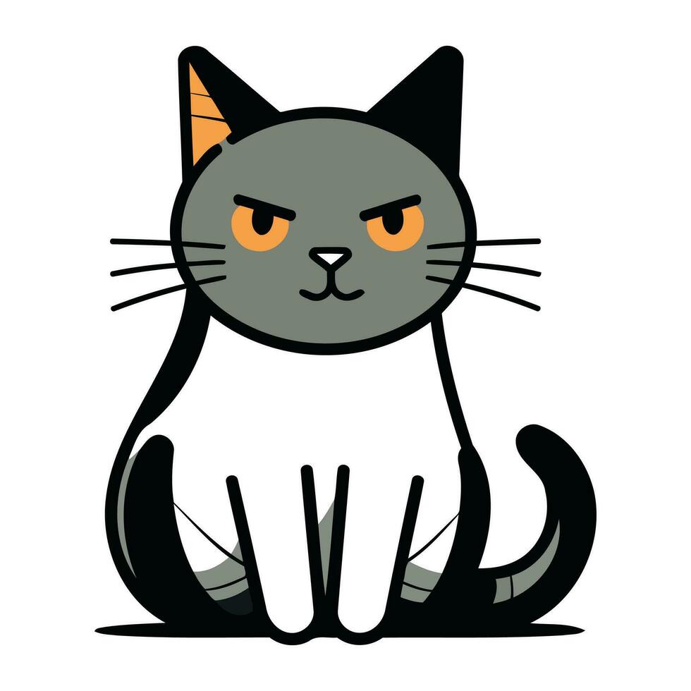 Cartoon cat on a white background. Vector illustration of a cat.