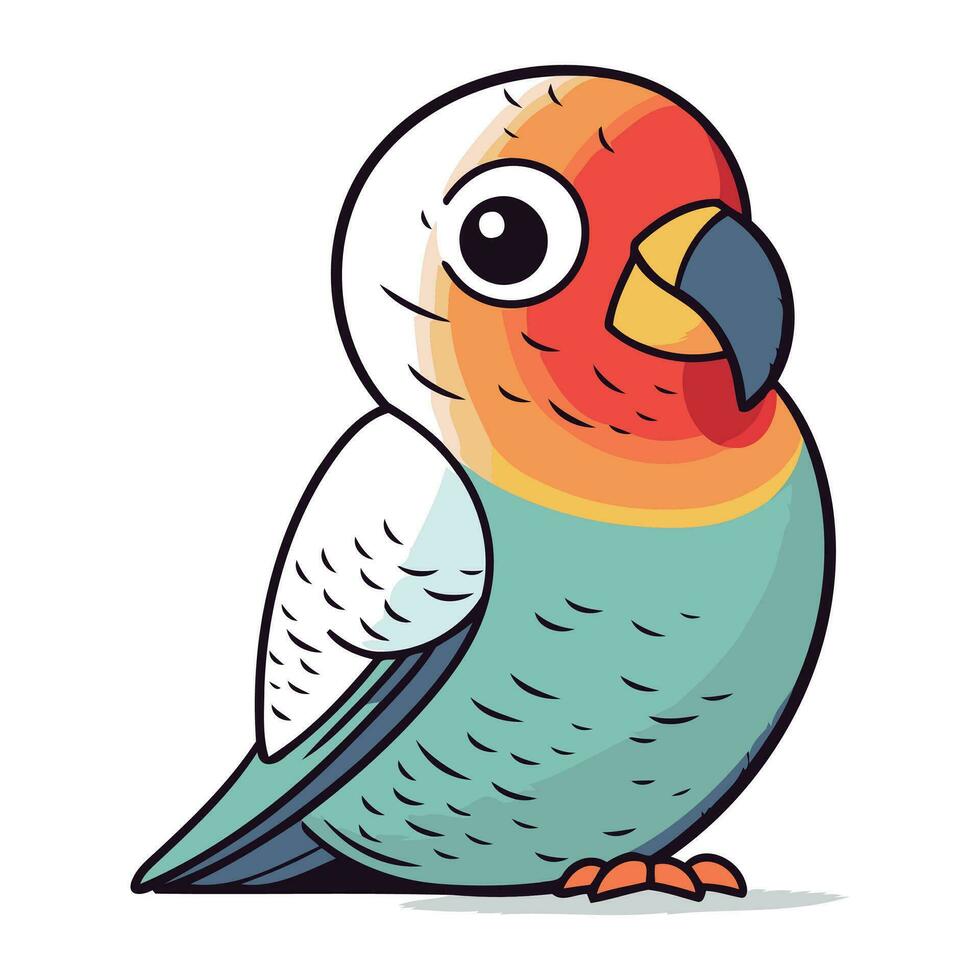 Cute parrot isolated on a white background. Vector illustration.