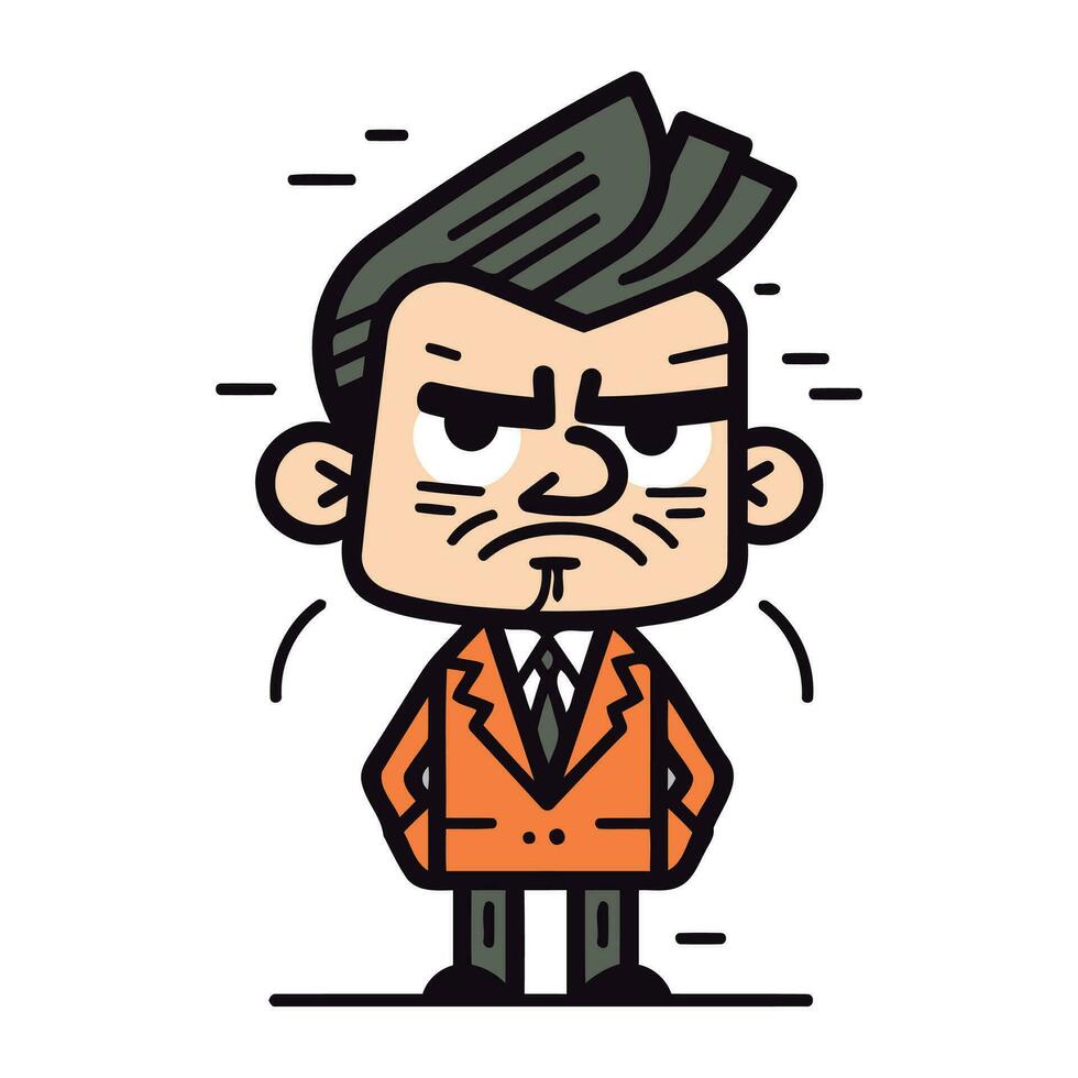 Angry businessman cartoon character. Vector illustration in doodle style.