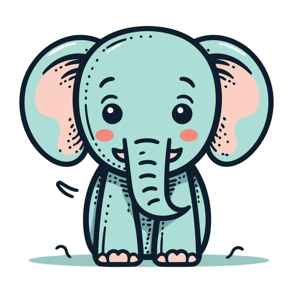 linda dibujos animados elefante. vector ilustración aislado en un blanco antecedentes.