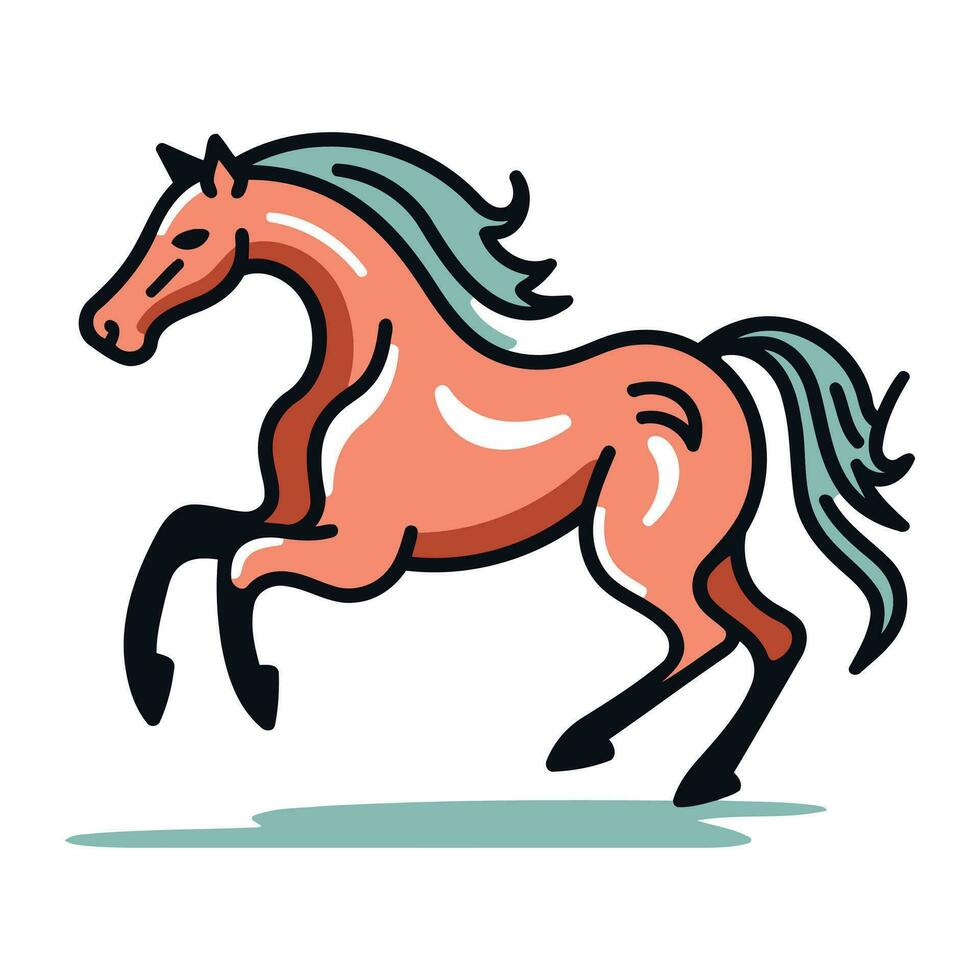 Running horse. Vector illustration. Isolated on a white background.