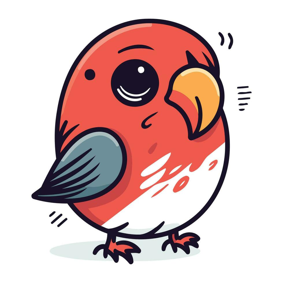 Red bird. Vector illustration. Isolated on a white background.