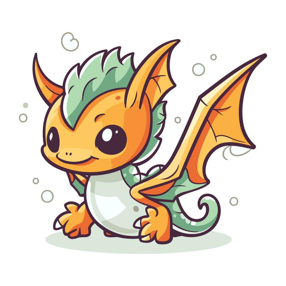 Cute cartoon dragon. Vector illustration isolated on a white background.