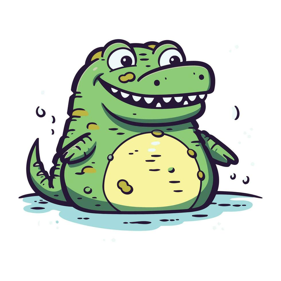 Funny cartoon crocodile. Vector illustration of a crocodile.