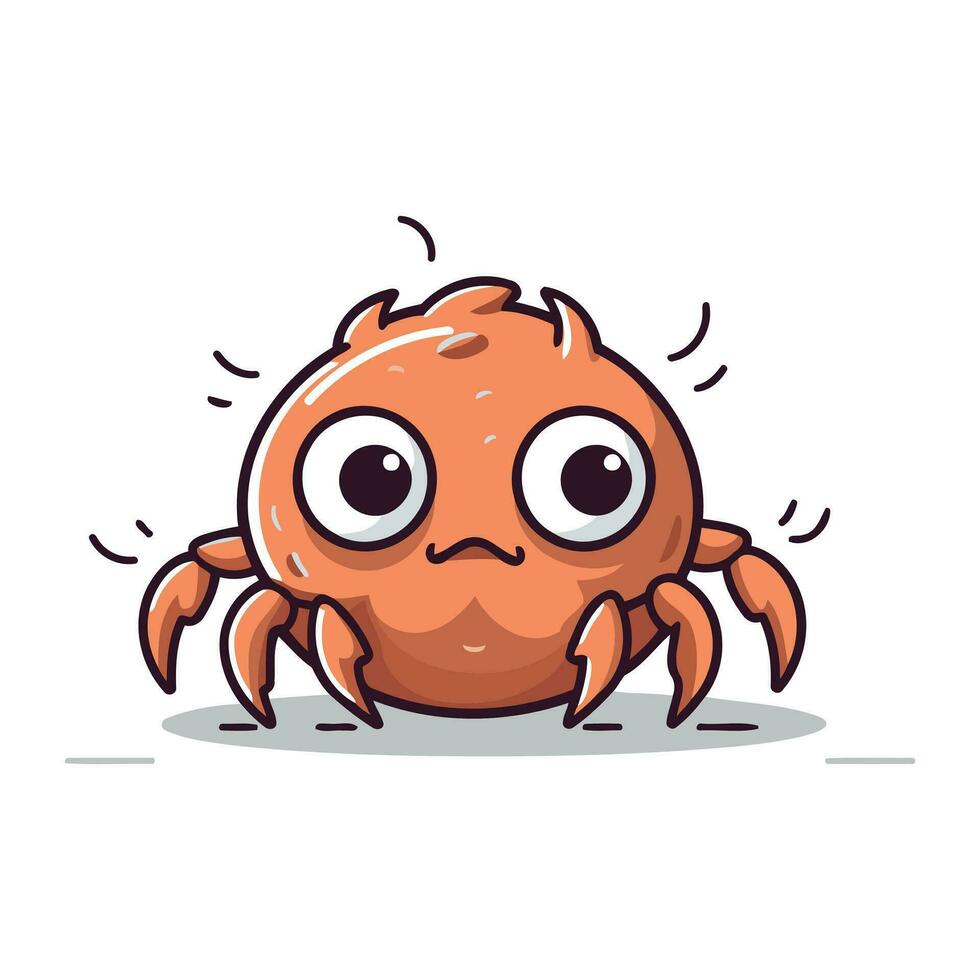 Cute cartoon crab character. Vector illustration isolated on white background.