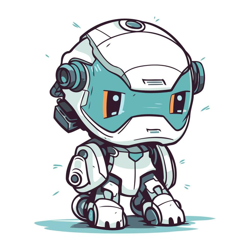 Vector illustration of a cute robot. Isolated on white background.