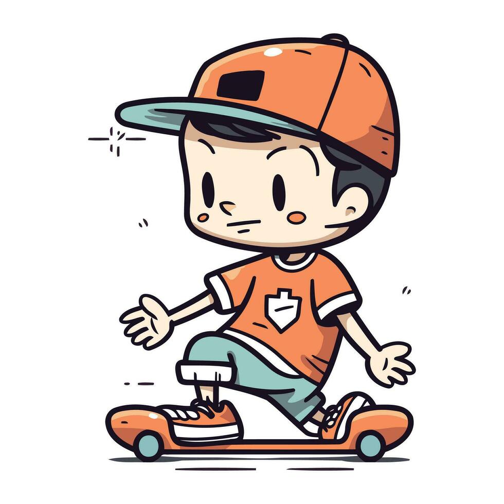 chico montando un patineta. bosquejo para tu diseño. vector ilustración