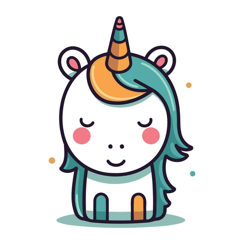 linda unicornio vector ilustración. linda dibujos animados kawaii unicornio.