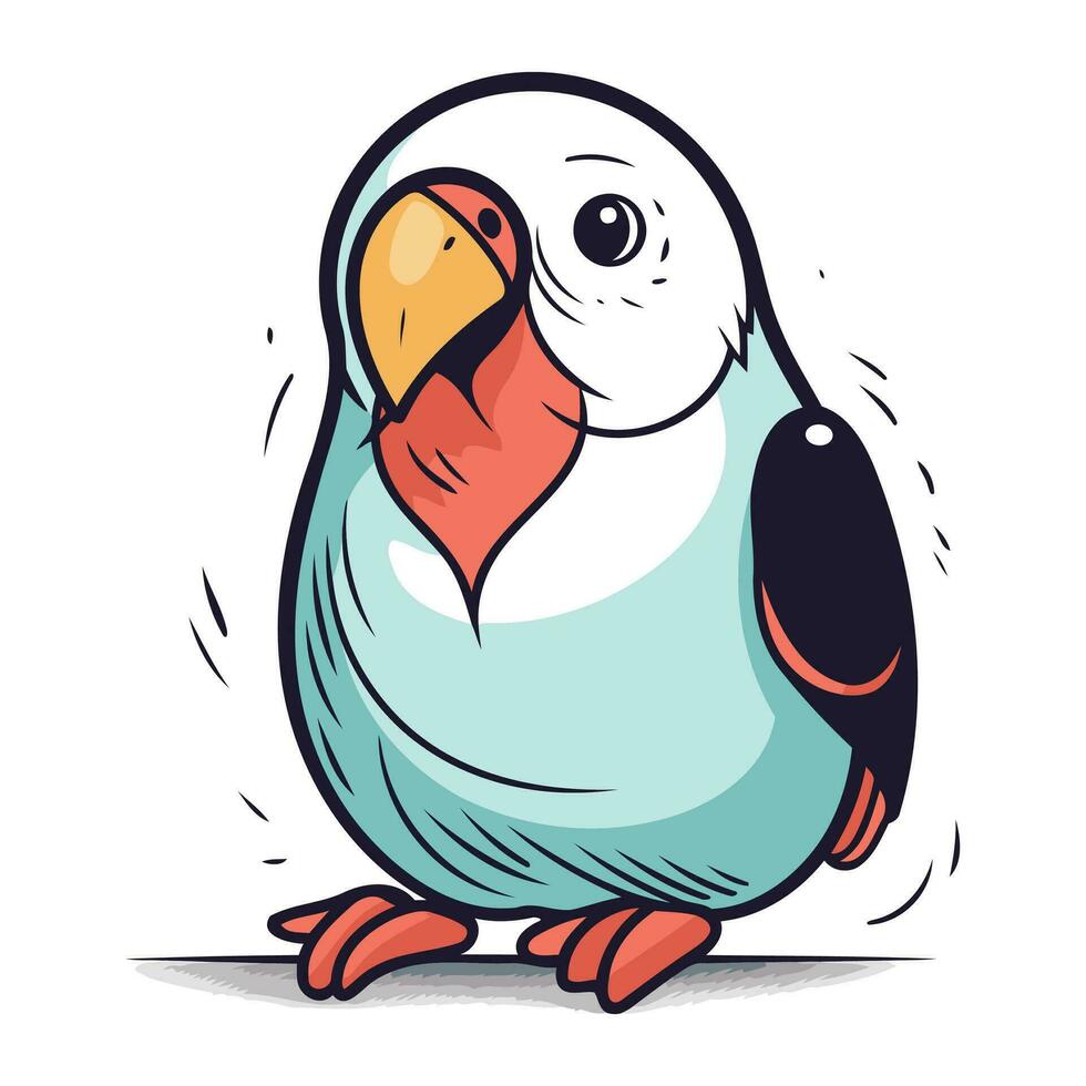 Cute cartoon parrot. Vector illustration. Isolated on white background.