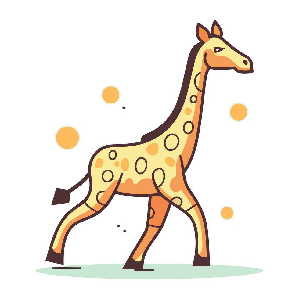 Cute cartoon giraffe. Vector illustration of a wild animal.