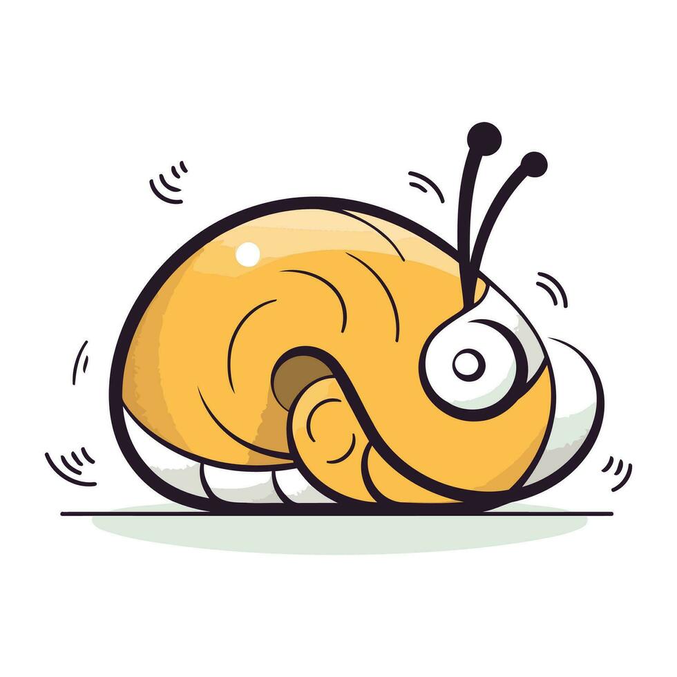 Cute cartoon snail isolated on a white background. Vector illustration.