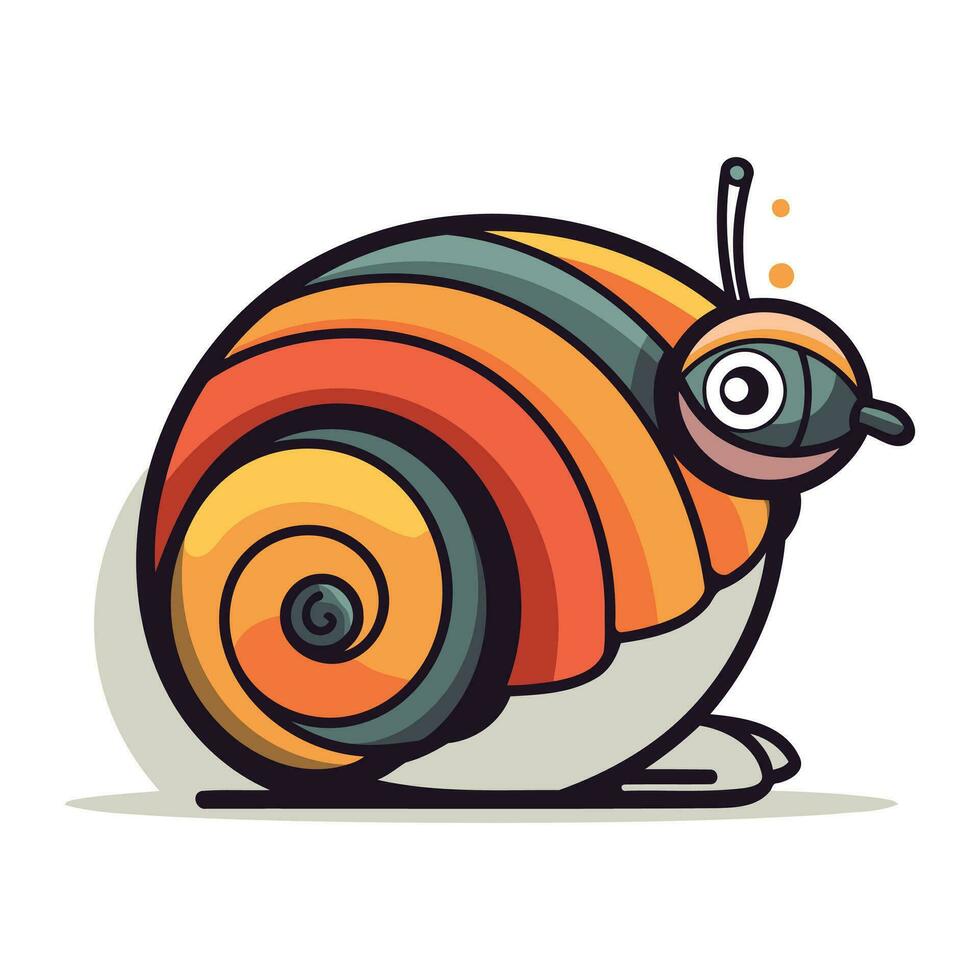 Cute cartoon snail. Vector illustration isolated on a white background.