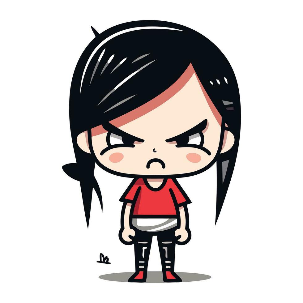 Angry Teenager Girl Cartoon Character Vector Illustration