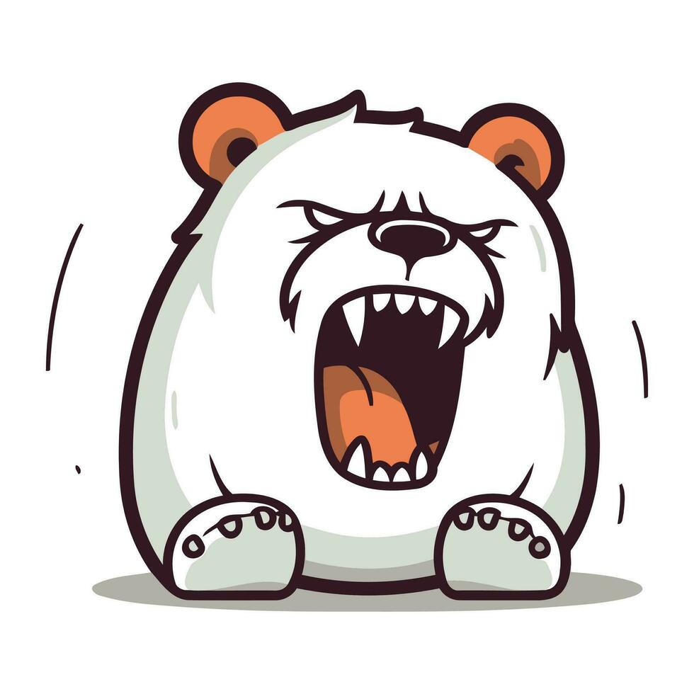 Angry Polar Bear Cartoon Mascot Character Vector Illustration.