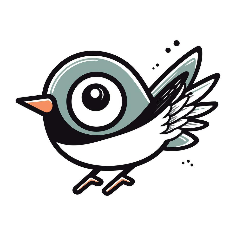 Vector illustration of a cute cartoon flying bird. Isolated on white background.
