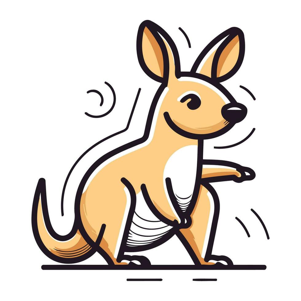 Kangaroo cartoon vector illustration. Isolated kangaroo on white background.