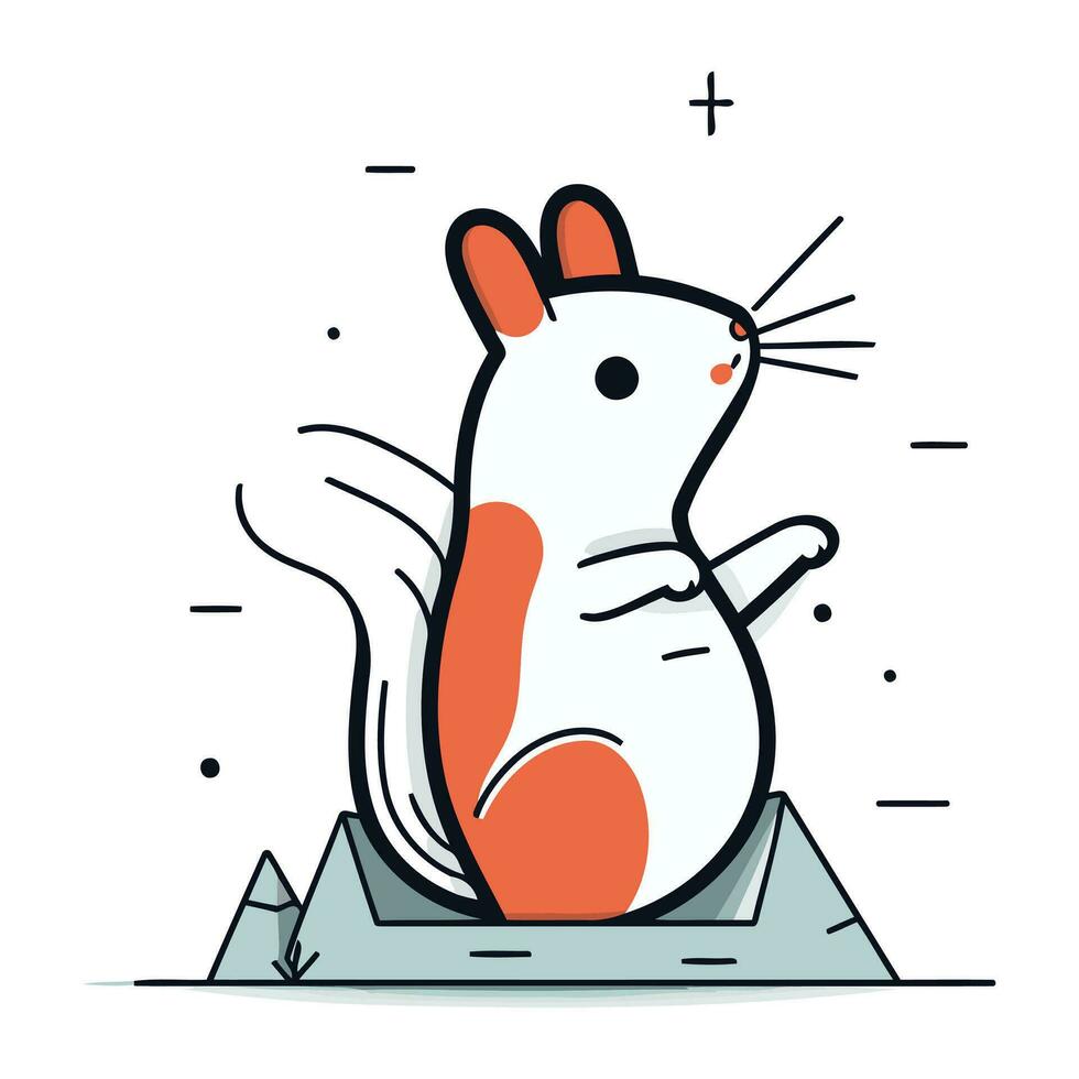 Cute cartoon hamster sitting on the ground. Vector illustration.